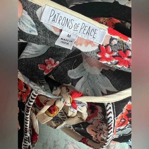 Patrons of Peace Floral Print Tunic Dress Size M Boho Long Sleeve Rayon - Picture 7 of 7